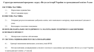 Навчальна програма  «Вступ до історії України та громадянської освіти. 5 клас» за модельною програмою  (автори Гісем О.В., Мартинюк О.О.)