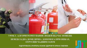 Алгоритм рятування людей під час пожежі. Невідкладна домедична допомога при опіках, отруєнні чадним газом