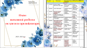 План роботи педагога-організатора на 2022-2023 н.р.