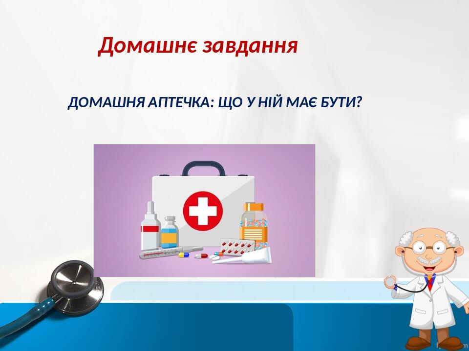 Домашнє завдання ДОМАШНЯ АПТЕЧКА: ЩО У НІЙ МАЄ БУТИ?