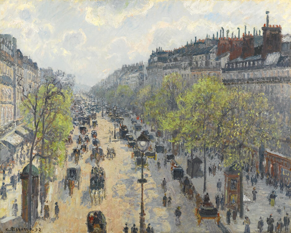 Камиль Писсарро - Бульвар Монмартр. Весеннее утро, 1897, 81×65 см: Описание произведения | Артхив