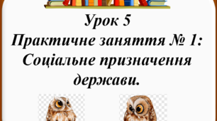 Практичне заняття № 1: Соціальне призначення держави.