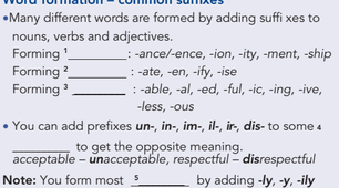 1.6 Word formation - common suffixes
