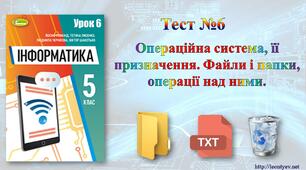 5 клас 6 урок. НУШ. Операційна система, її призначення. Файли і папки, операції над ними. 