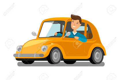 Happy Male Driver Rides Car. Driving, Trip, Taxi Concept Cartoon Vector. Royalty Free SVG, Cliparts, Vectors, And Stock Illustration. Image 99777347.