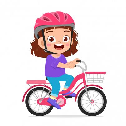 Счастливая милая улыбка катания велосипеда девушки ребенка | Премиум векторы