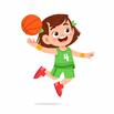 Premium Vector | Happy cute kid girl play train basketball