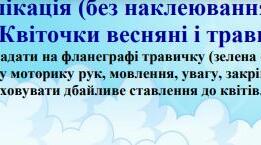 Аплікація (без наклеювання). Тема. Квіточки весняні і травичка.