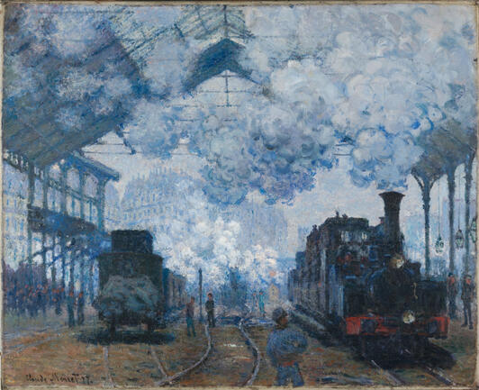Клод Моне - Вокзал Сен-Лазар в Париже, прибытие поезда, 1877, 101×82 см: Описание произведения | Артхив