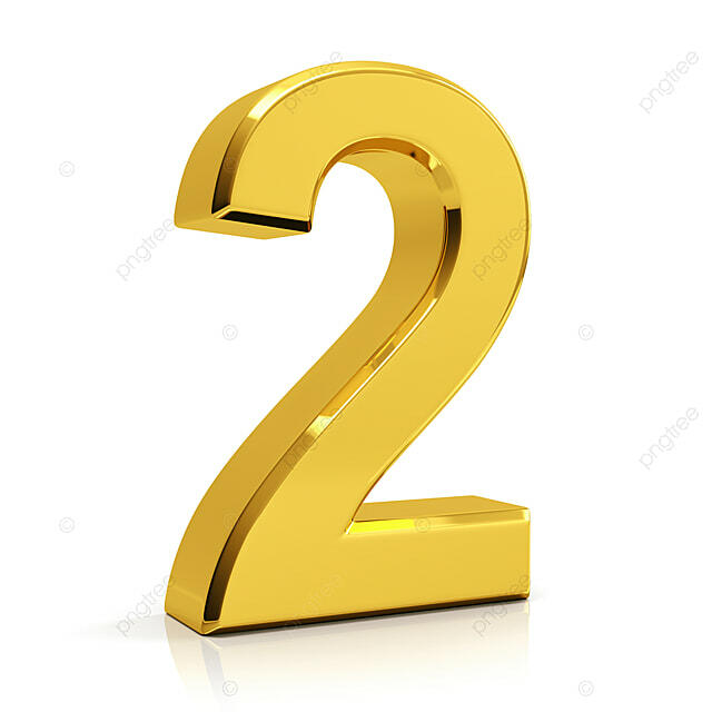 Number 2 Clipart Hd PNG, Gold Number 2, 2, Number, Number 2 PNG Image For Free Download