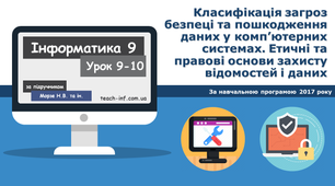 Класифікація загроз безпеці та пошкодження даних у комп’ютерних системах. Етичні та правові основи захисту відомостей і даних