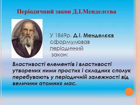 8 клас. Тема "Періодичний закон Д. І. Менделєєва. Сучасне формулювання  періодичного закону." - YouTube